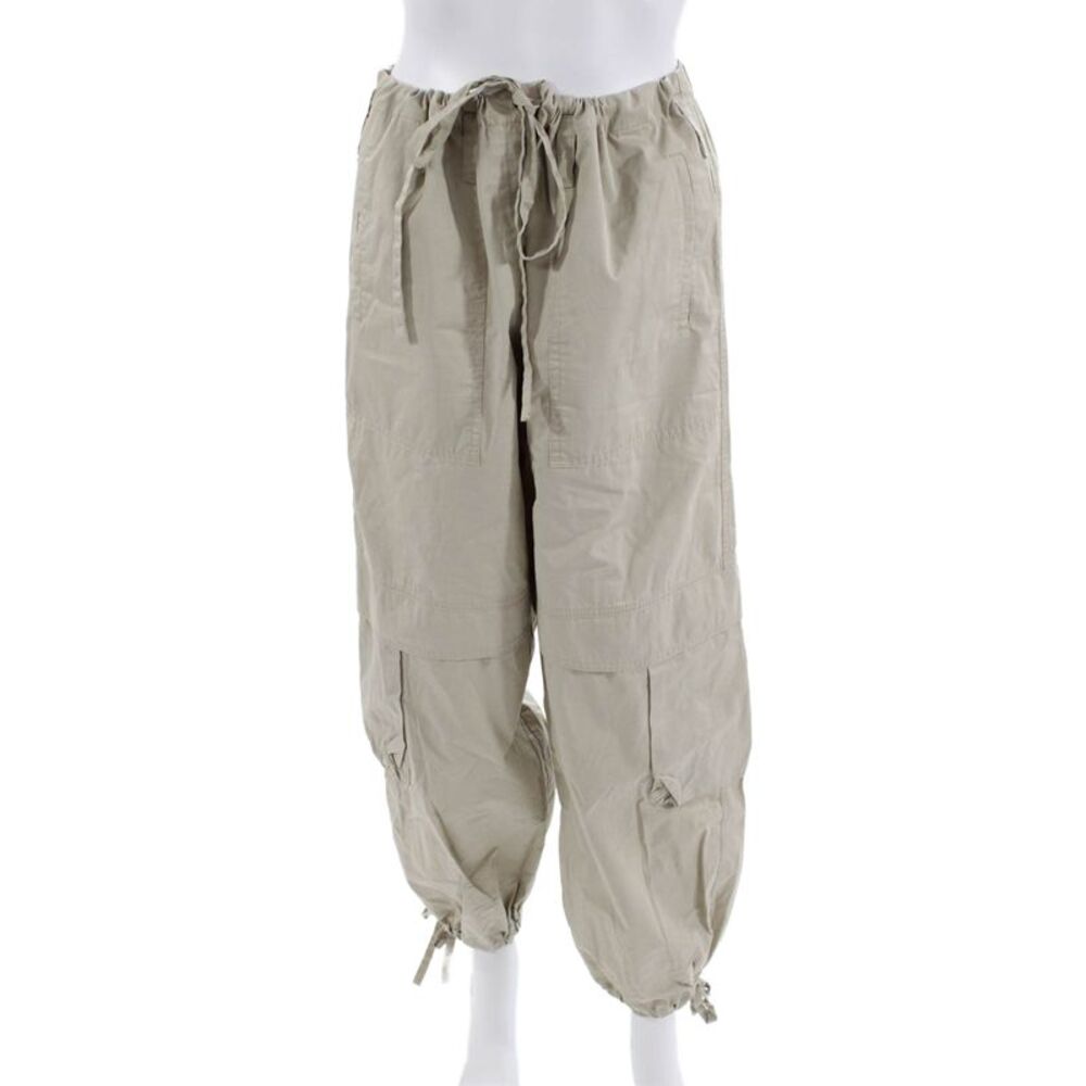 Mariacher Unisex Cargo Jogger Pants Beige Drawstring 100% Cotton Size S